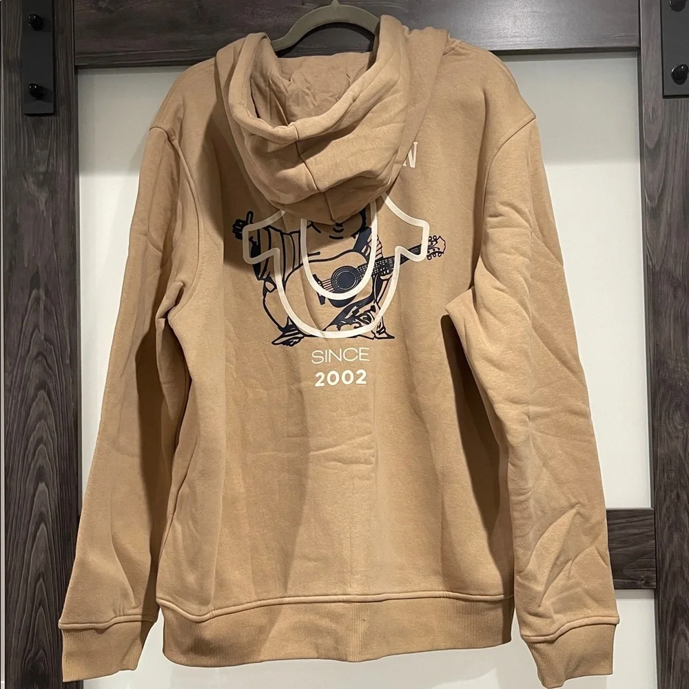 True Religion Big HS Flock Zip-Up Hoodie Travertine /Carmel NWT XL